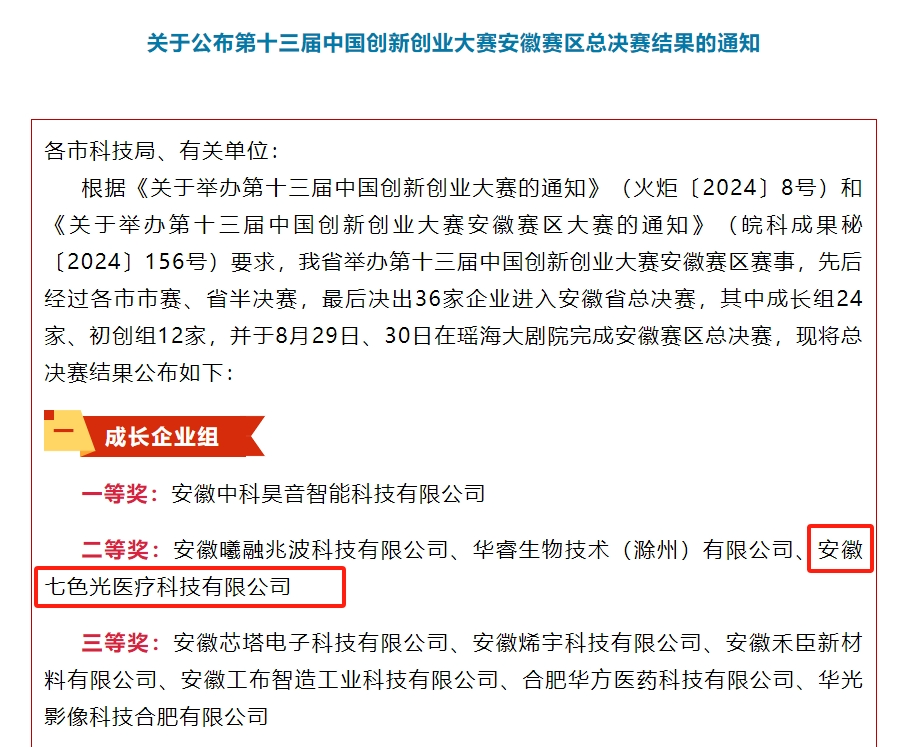 祝贺！七色光医疗斩获大赛二等奖！