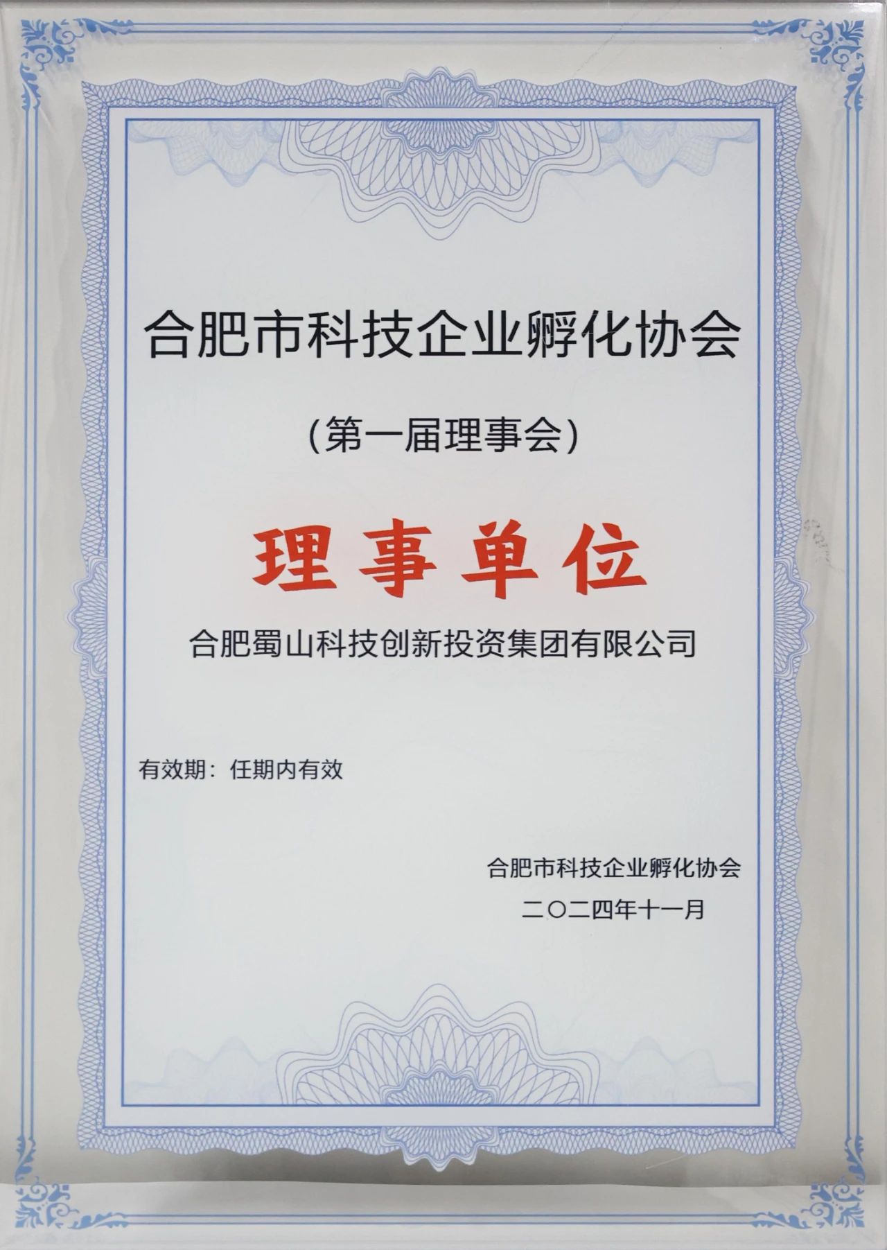 祝贺！蜀山科创集团当选合肥市科技企业孵化协会理事单位